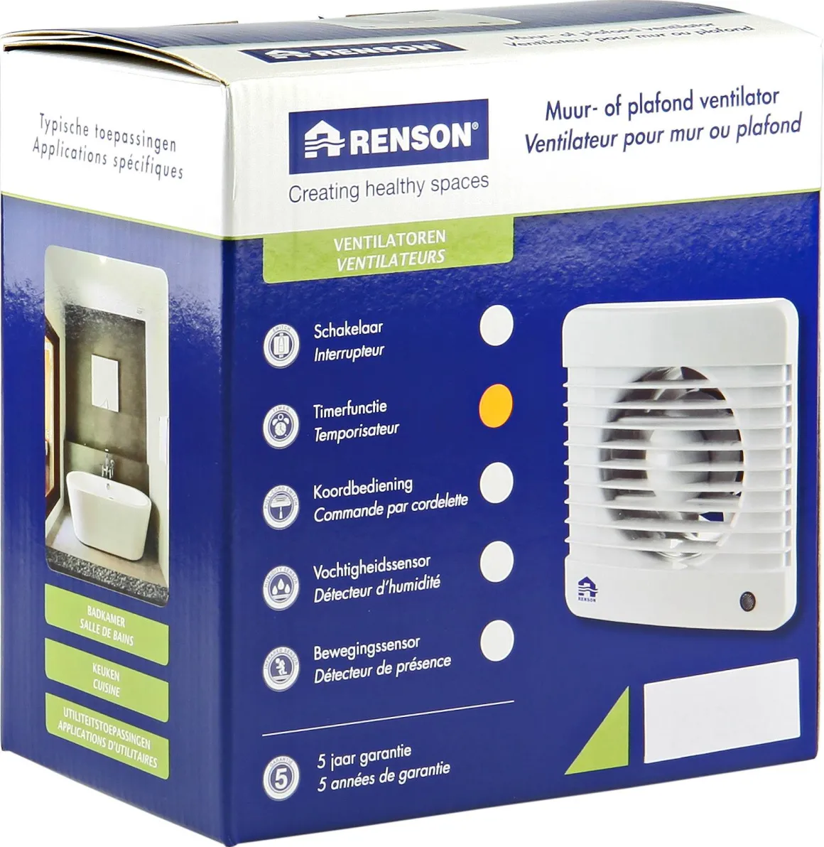 Renson Badkamerventilator 7202T O125Mm Wit