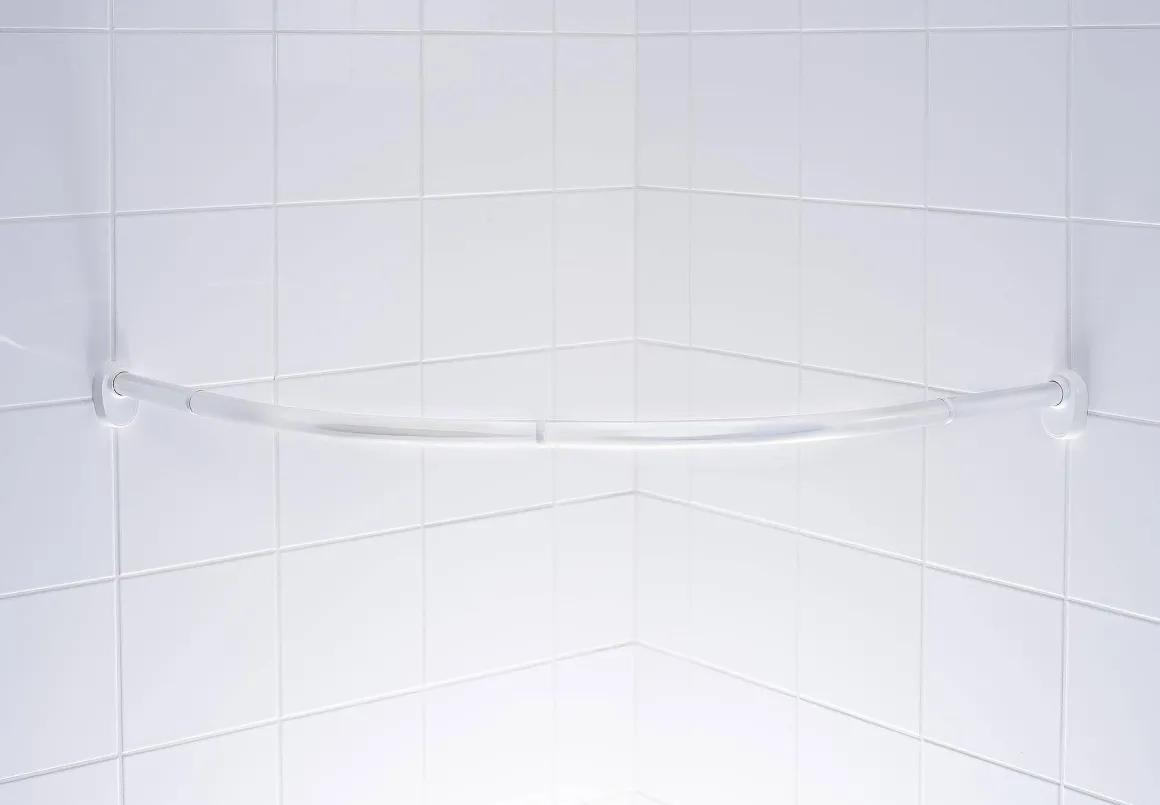 Ridder Kwartronde Douchegordijnstang O25Mm 90X90Cm Wit Aluminium