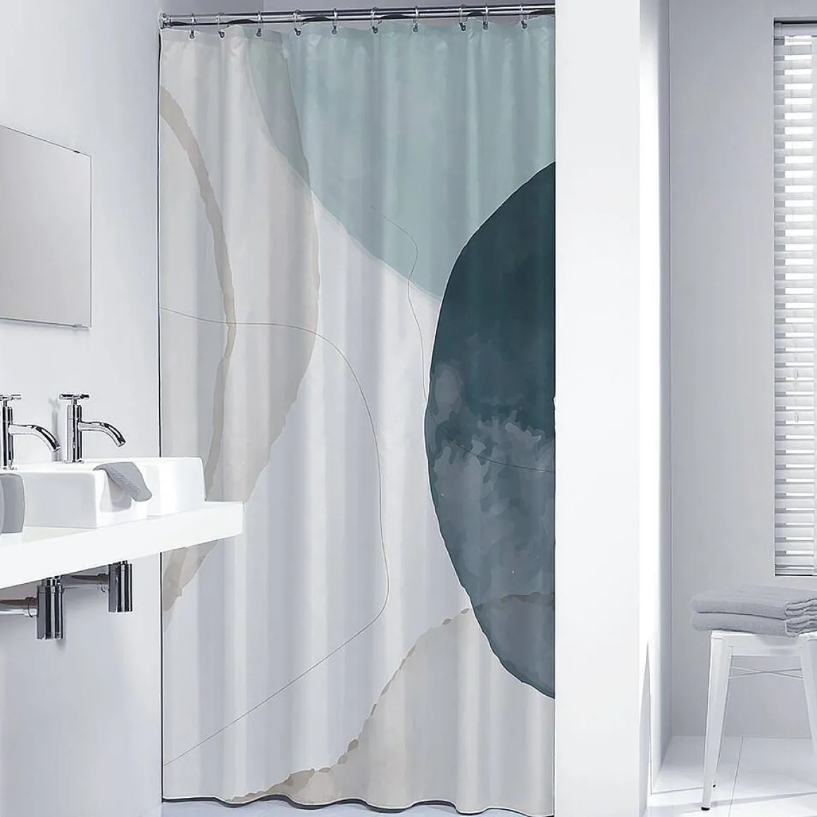 Sealskin Douchegordijn Earth 180X200Cm Polyester Donkergroen/ Off-White