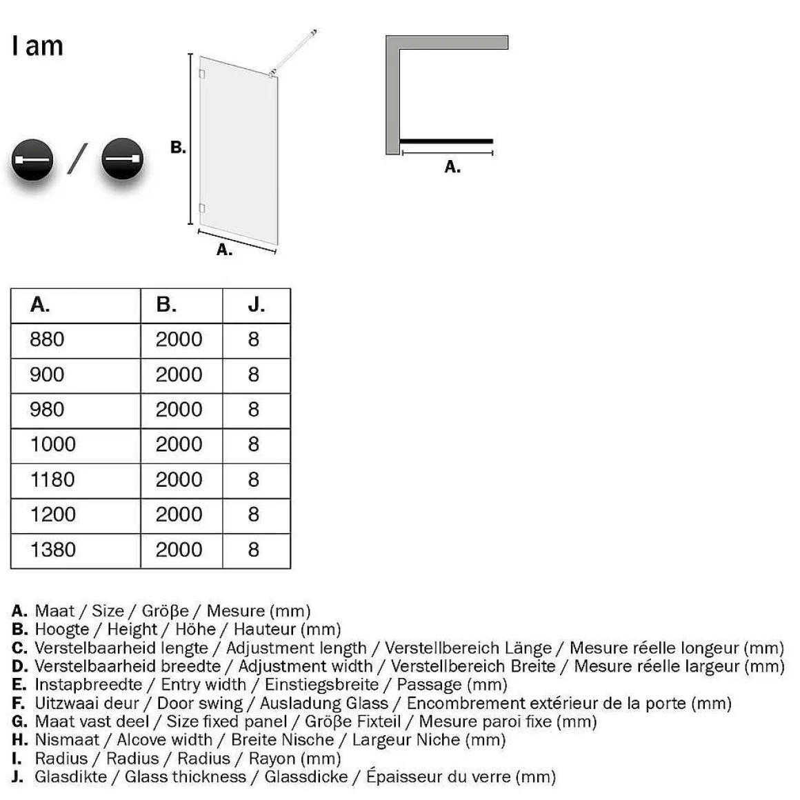Sealskin I Am Douchewand Walk In Type A3 (Divider) 98Cm Chroom/Zilver Hoogglans | 8Mm Helder Veiligheidsglas + Antikalk