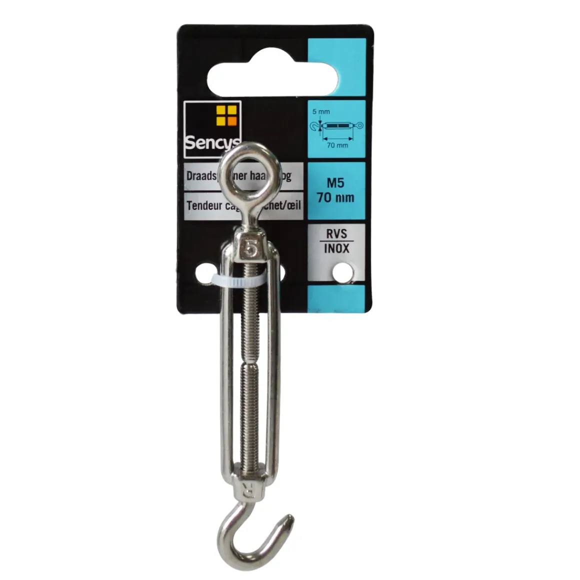 Sencys Draadspanner Met Haak En Oog Rvs M5 70Cm