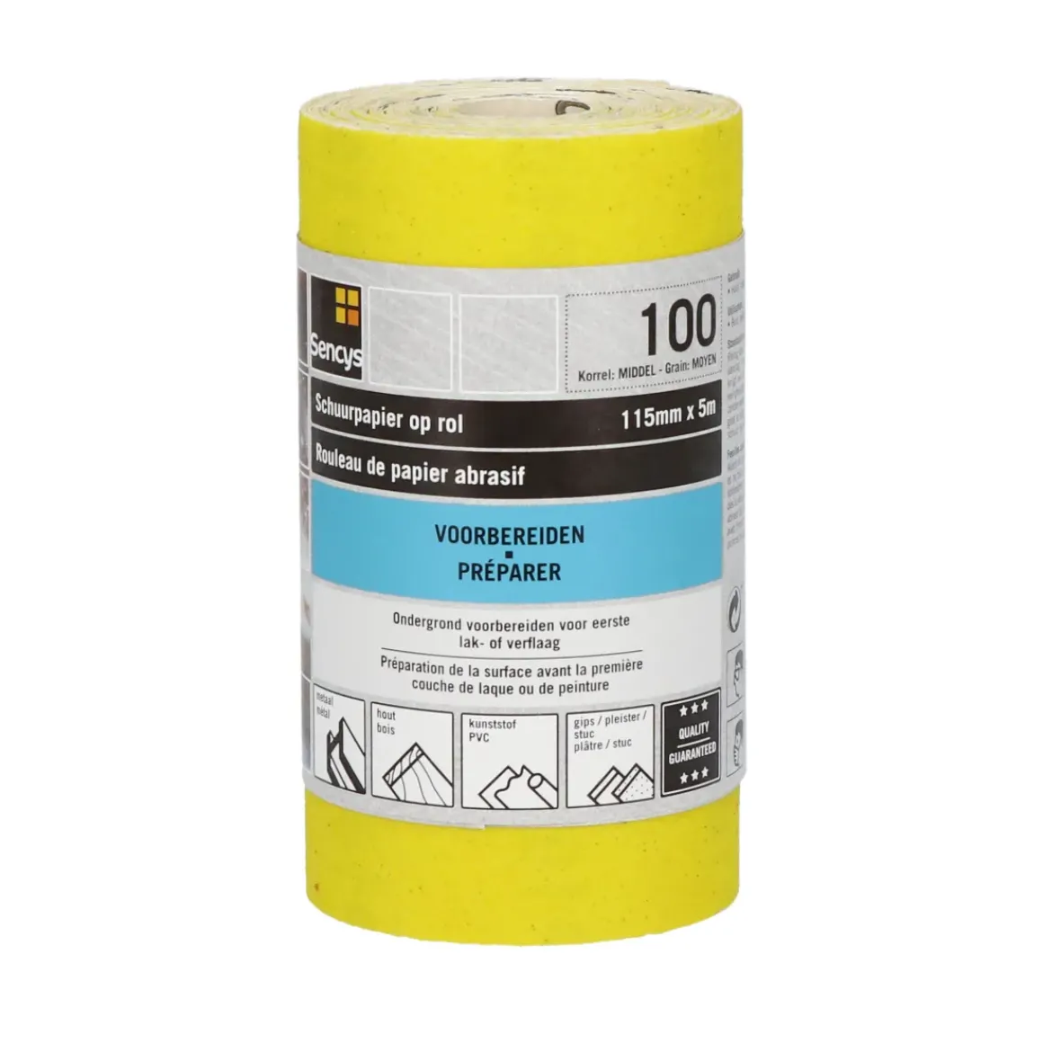 Sencys Rol Schuurpapier Geel A/O 115Mm X 5M P100
