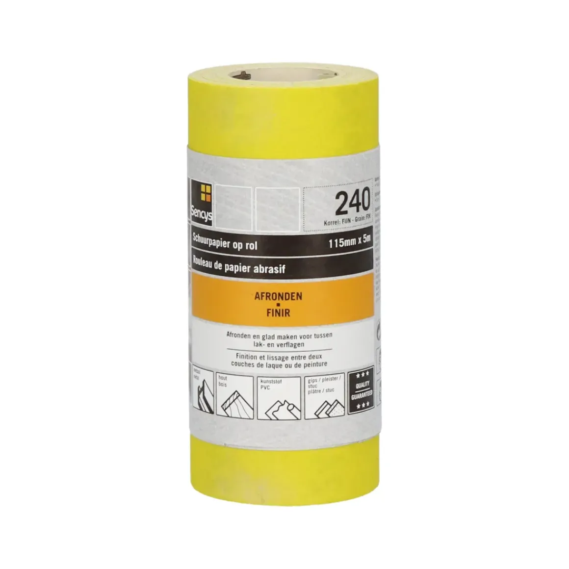 Sencys Rol Schuurpapier Geel A/O 115Mm X 5M P240
