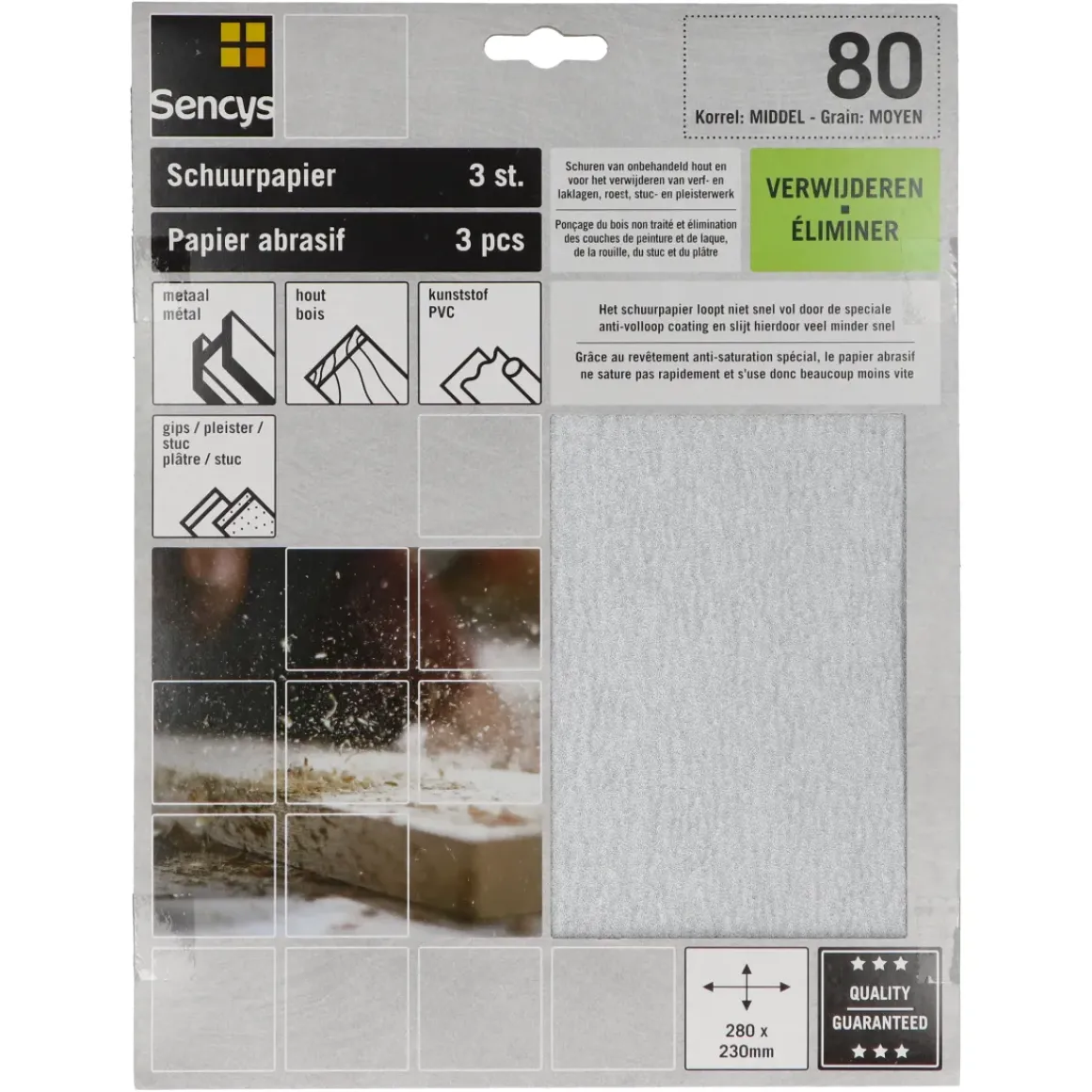 Sencys Schuurvel Stearaat Wit 230X280Mm P80 3St
