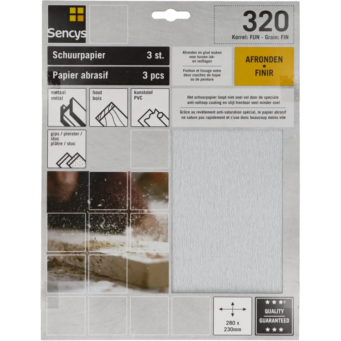Sencys Schuurvel Stearaat Wit 230X280Mm P320 3St