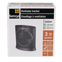 Sencys Ventilatorkachel 2000W Met Oscillatie Zwart