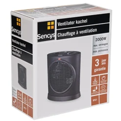 Sencys Ventilatorkachel 2000W Met Oscillatie Zwart