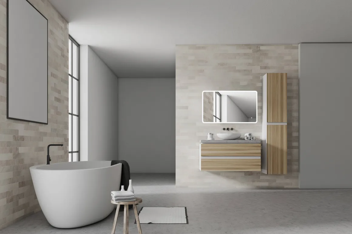 Spiegel Renzo Rechthoek Met Ledverlichting Touch Sensor En Spiegelverwarming 70X120Cm