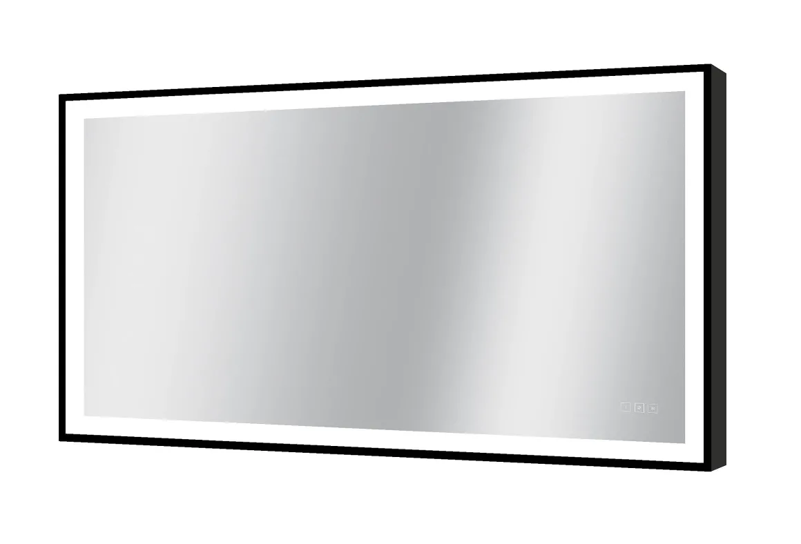 Spiegel Swann Rechthoek Met Ledverlichting Touch En Spiegelverwarming Zwart 75X120Cm