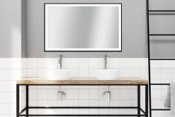 Spiegel Swann Rechthoek Met Ledverlichting Touch En Spiegelverwarming Zwart 75X120Cm
