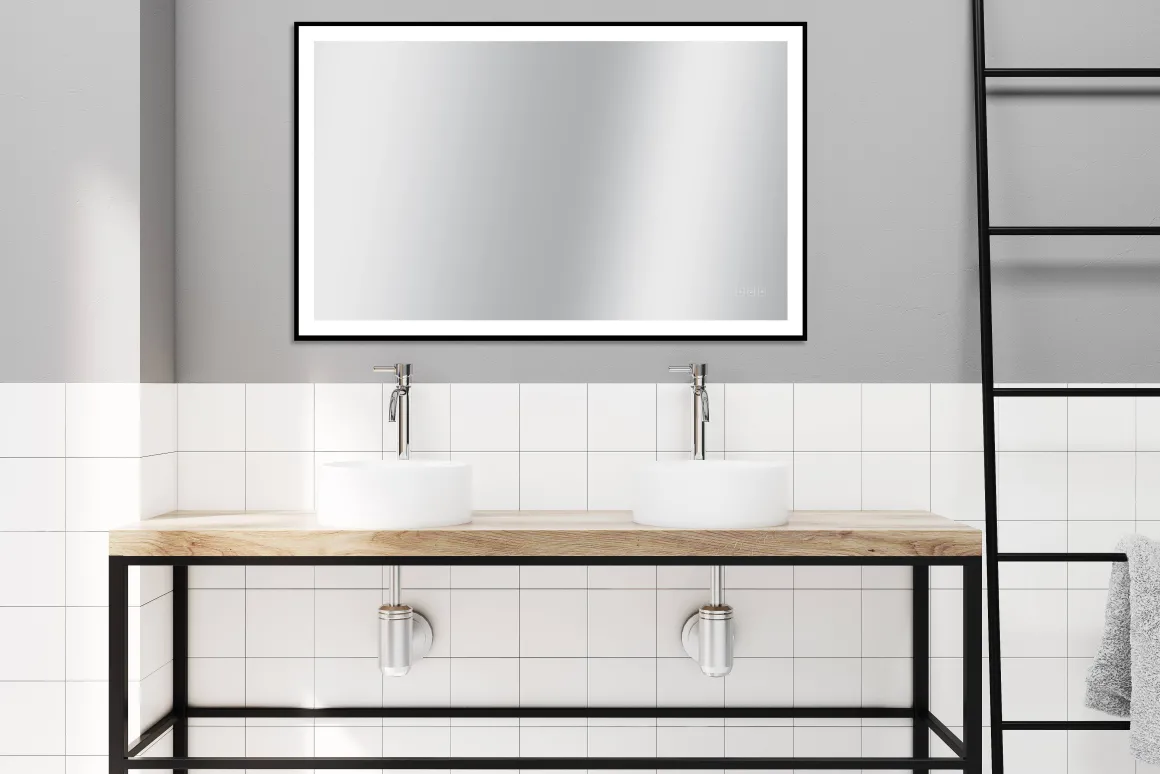 Spiegel Swann Rechthoek Met Ledverlichting Touch En Spiegelverwarming Zwart 75X120Cm