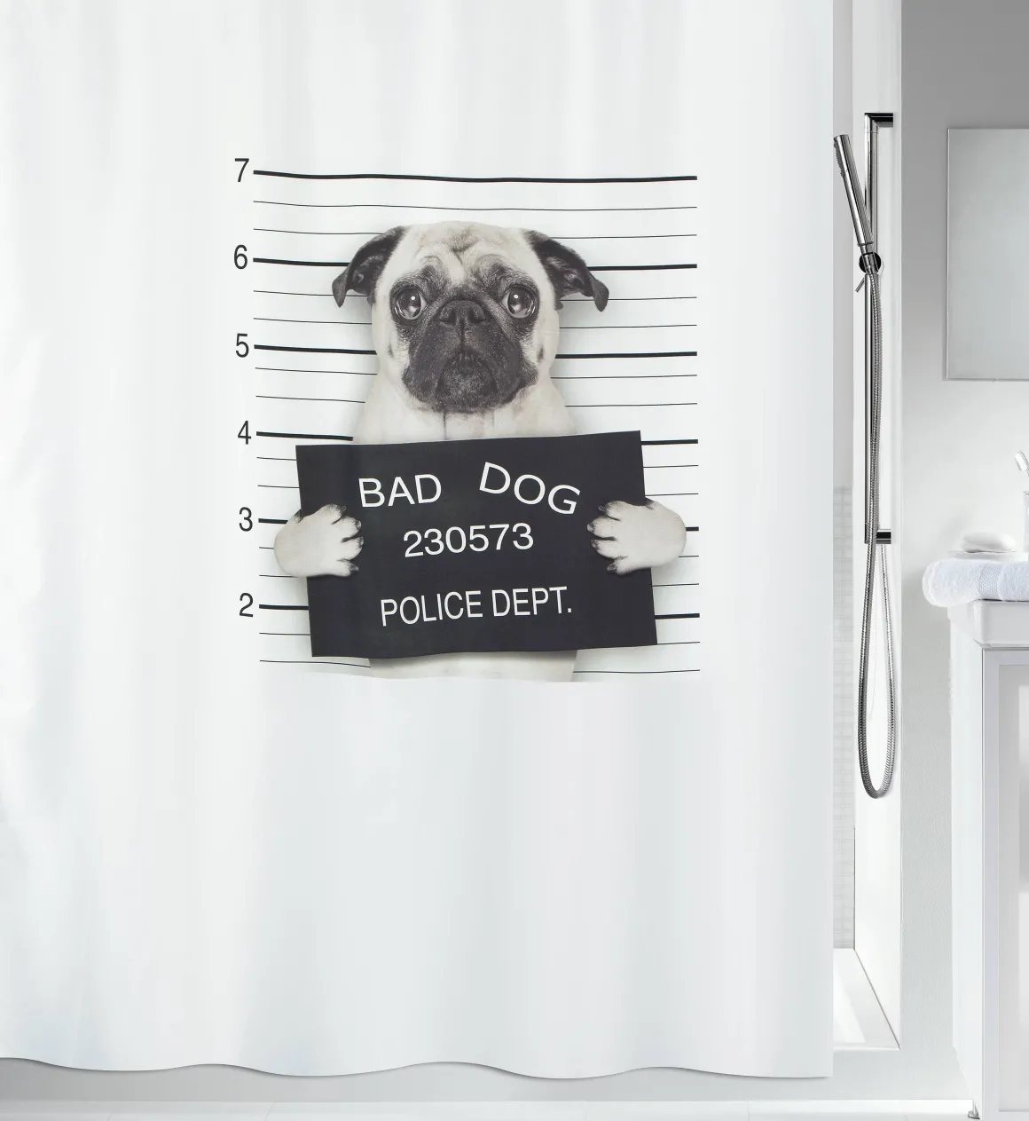 Spirella Douchegordijn Bad Dog Zwart 180Cm