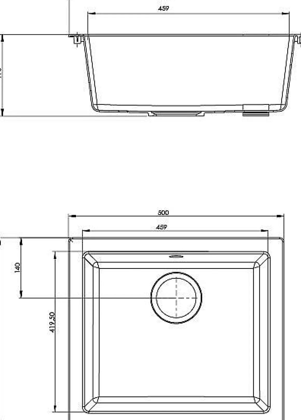 Spoelbak Evo 1Xl Bak 50X44X19Cm Composiet Wit