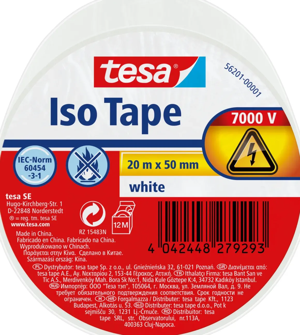 Tesa Elektrische Isolatietape Pvc 50Mm 20M