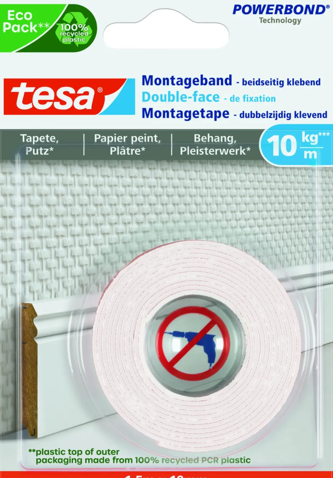 Tesa Montagetape Voor Behang En Pleister - 1 X 10 Kg/M