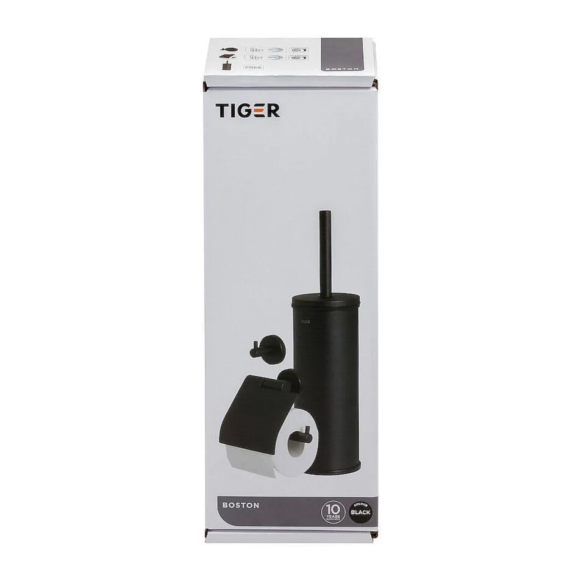 Tiger Accessoireset Boston - Toiletborstel Met Houder Vrijstaand - Toiletrolhouder - Haak – Zwart