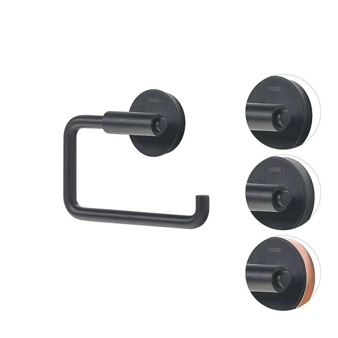 Tiger Toiletaccessoireset Urban Toiletborstel Met Houder + Toiletrolhouder Zonder Klep + Handdoekhaak Zwart