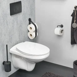 Tiger Toiletaccessoireset Urban Toiletborstel Met Houder + Toiletrolhouder Zonder Klep + Handdoekhaak Zwart