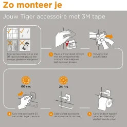 Tiger Toiletrolhouder Colar Met Planchet Rvs Geborsteld