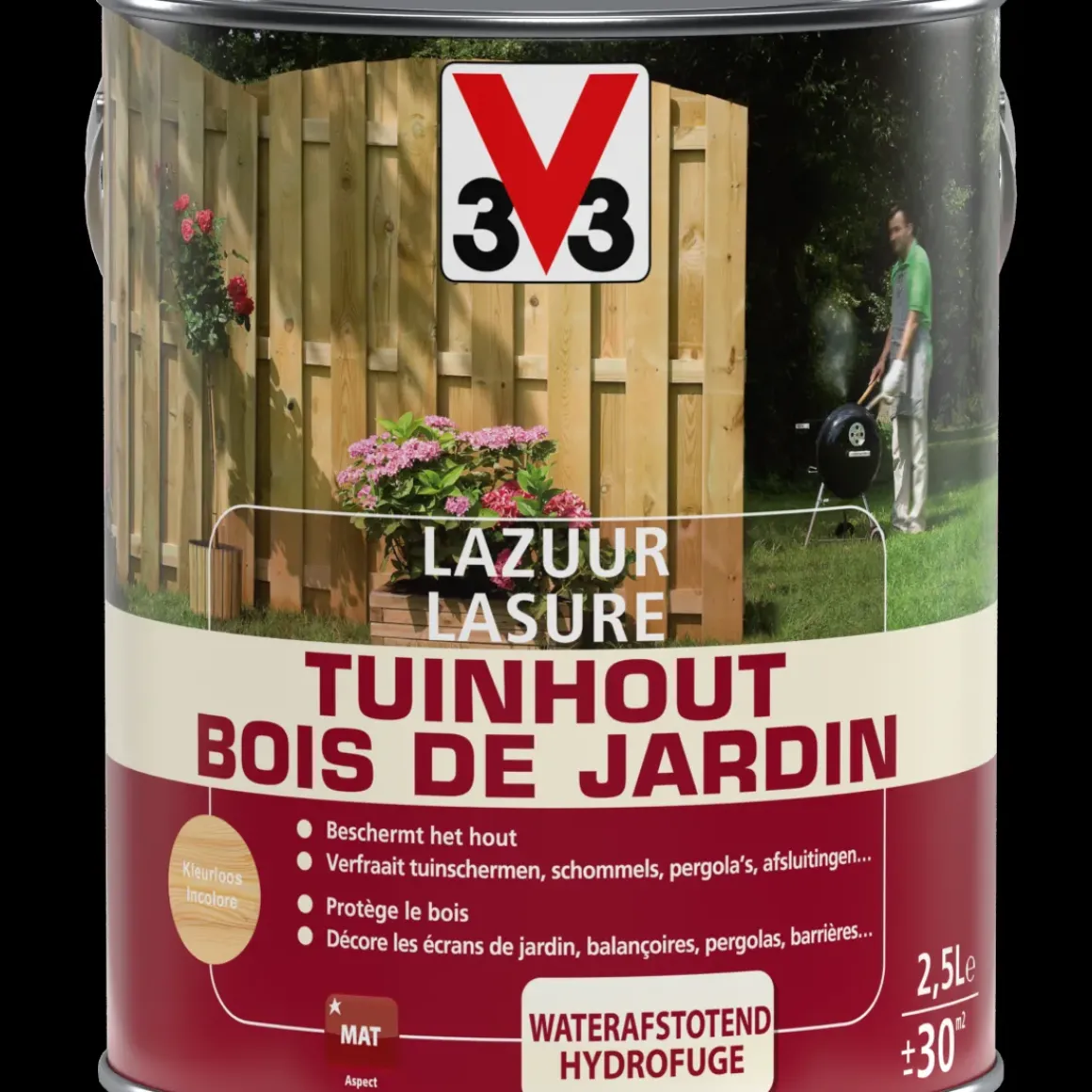 V33 Houtbeits Tuinhout Transparant Mat 2,5L
