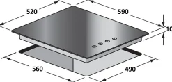 Verbeken Gaskookplaat Glas Zwart 60Cm