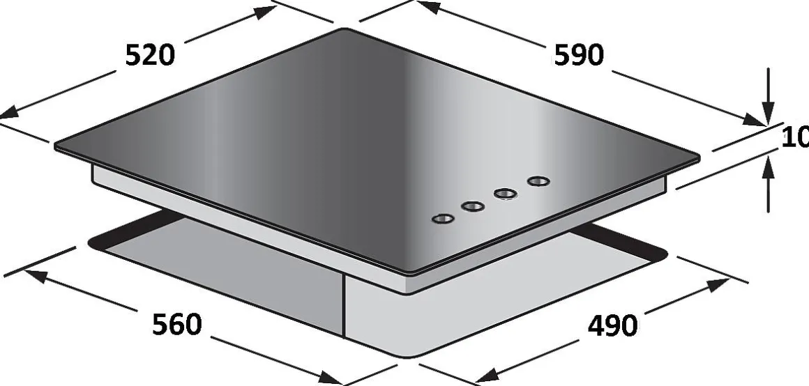 Verbeken Gaskookplaat Glas Zwart 60Cm