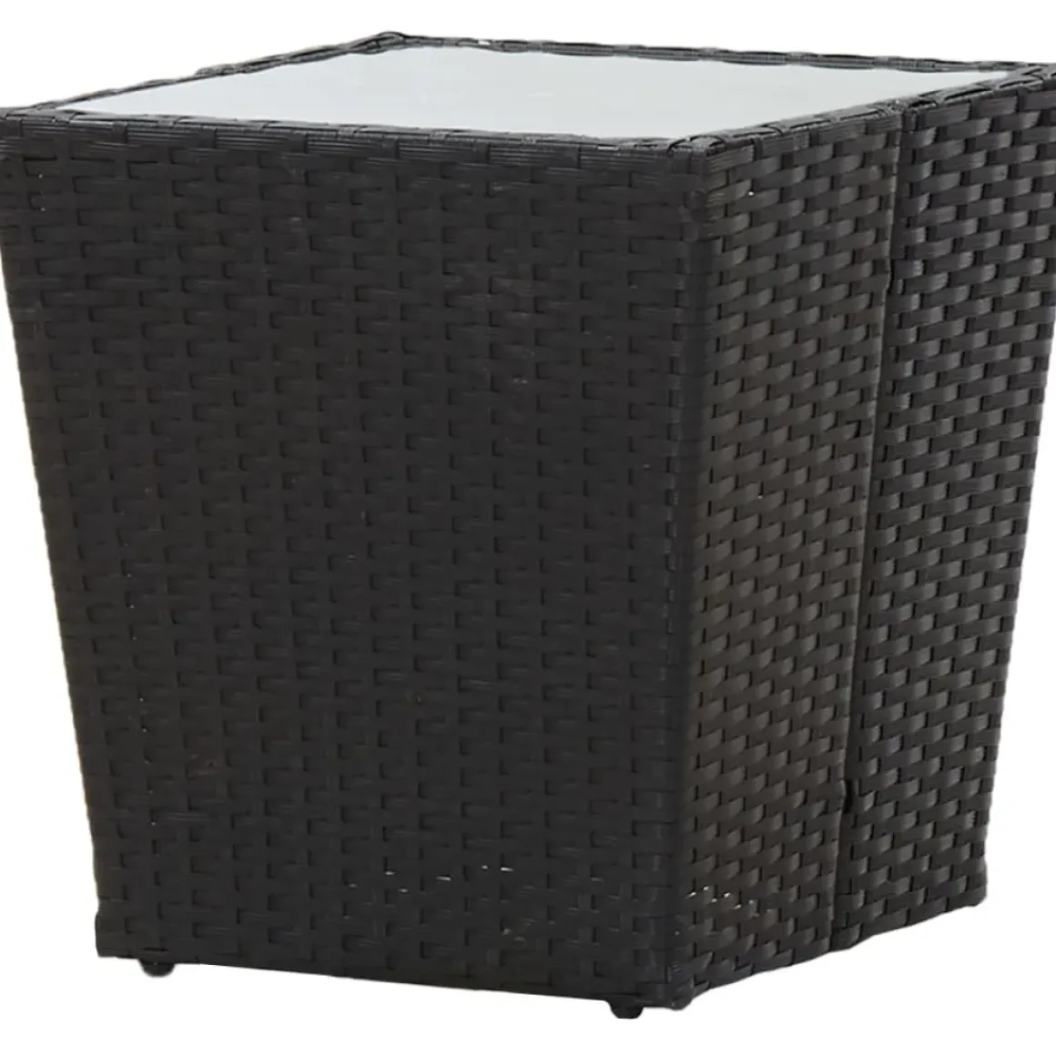 Vidaxl Theetafel 41,5X41,5X43 Cm Poly Rattan En Gehard Glas Zwart