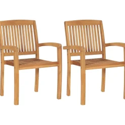 Vidaxl Tuinstoelen Stapelbaar 2 St Massief Teakhout