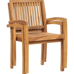 Vidaxl Tuinstoelen Stapelbaar 2 St Massief Teakhout
