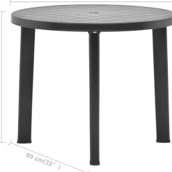Vidaxl Tuintafel 89 Cm Kunststof Antraciet