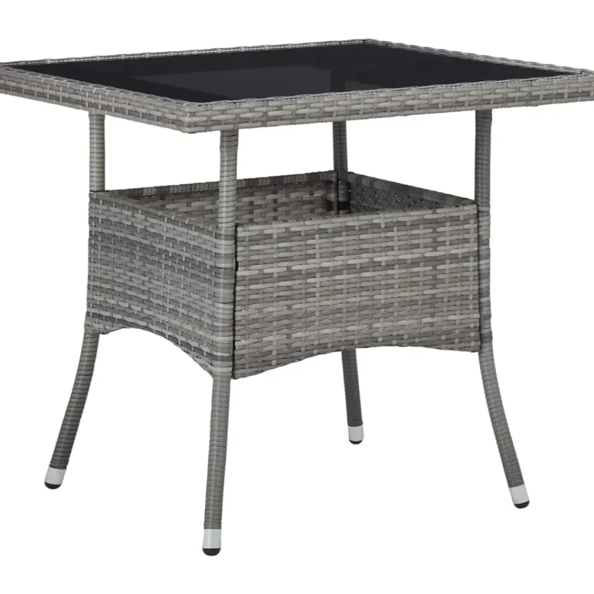 Vidaxl Tuintafel Poly Rattan En Glas Grijs