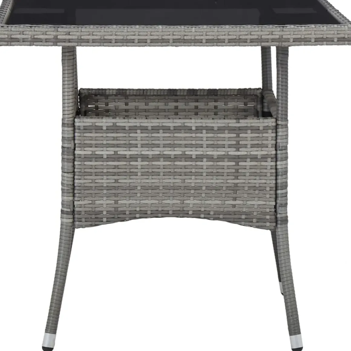 Vidaxl Tuintafel Poly Rattan En Glas Grijs