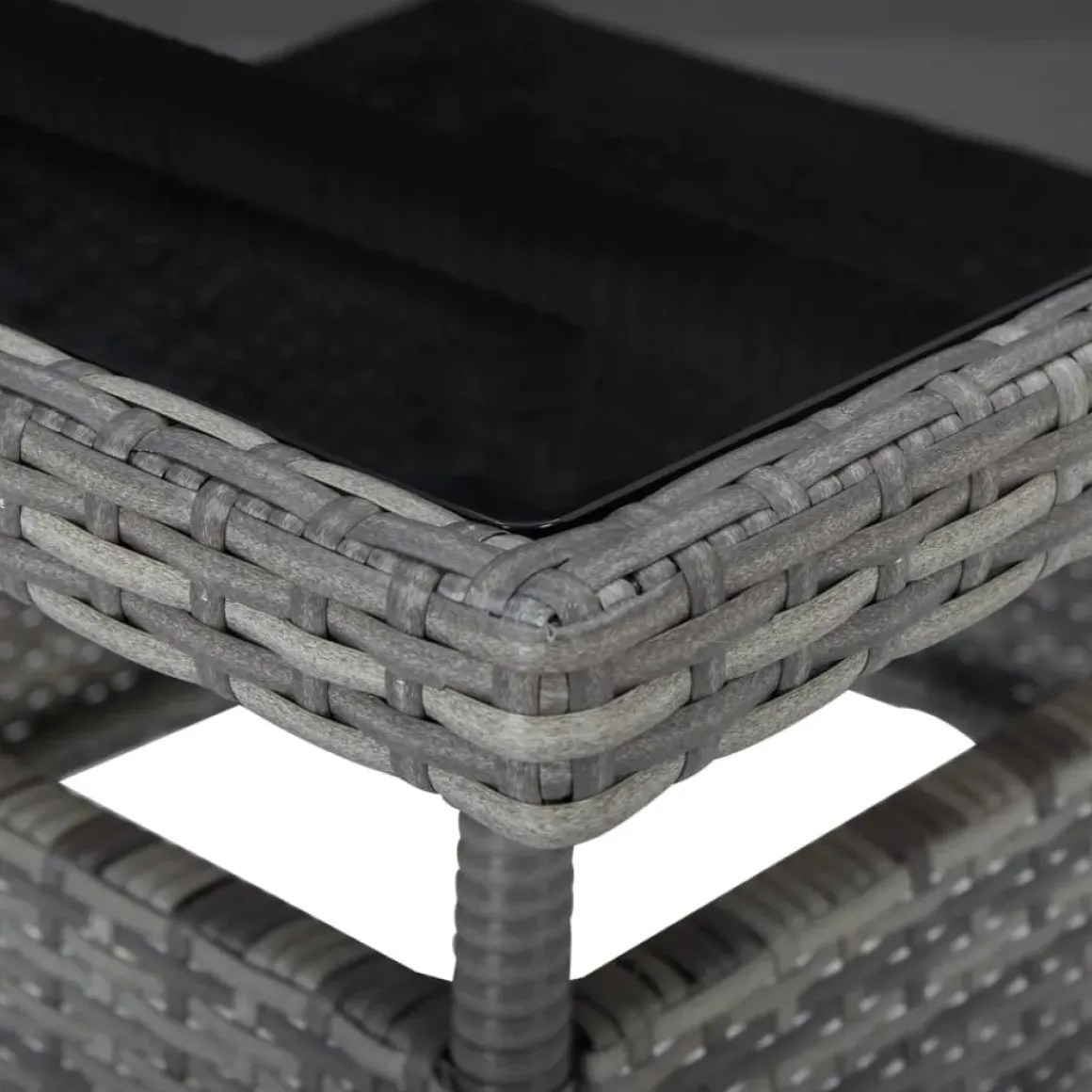 Vidaxl Tuintafel Poly Rattan En Glas Grijs