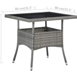 Vidaxl Tuintafel Poly Rattan En Glas Grijs
