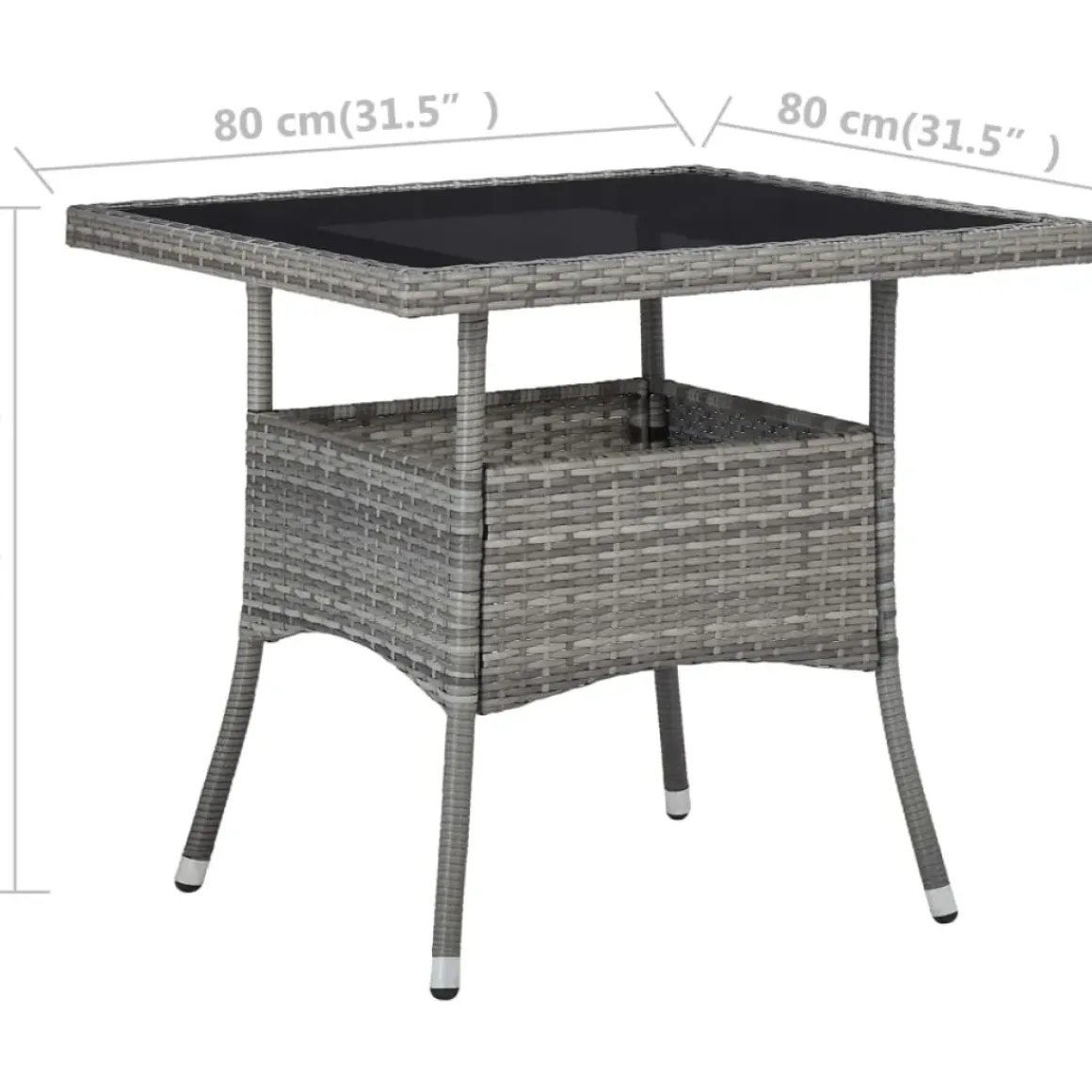 Vidaxl Tuintafel Poly Rattan En Glas Grijs