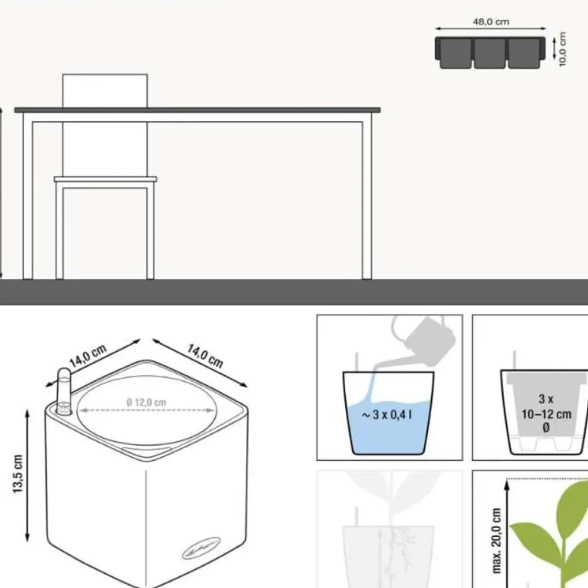 Vidaxl Tuintafel Poly Rattan En Glas Grijs