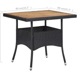 Vidaxl Tuintafel Poly Rattan En Massief Acaciahout Zwart