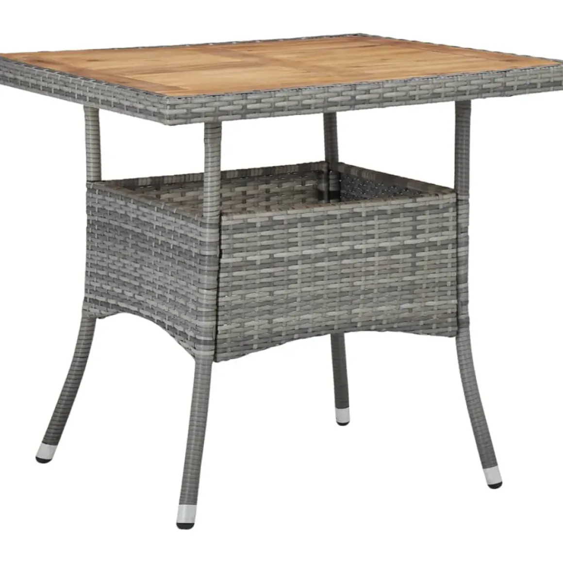 Vidaxl Tuintafel Poly Rattan En Massief Acaciahout Grijs