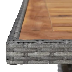 Vidaxl Tuintafel Poly Rattan En Massief Acaciahout Grijs