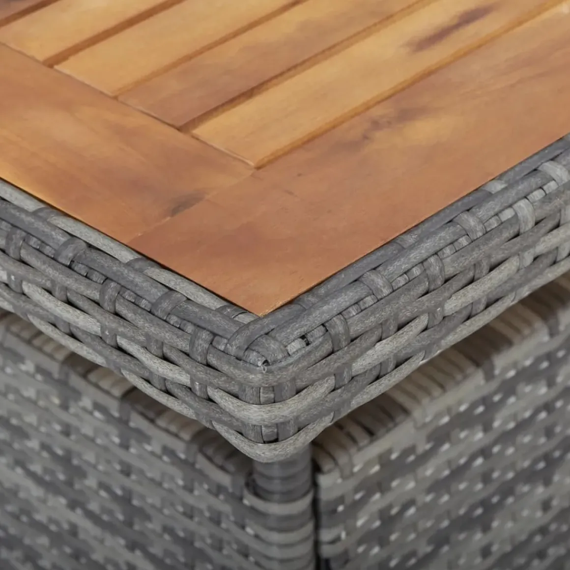 Vidaxl Tuintafel Poly Rattan En Massief Acaciahout Grijs