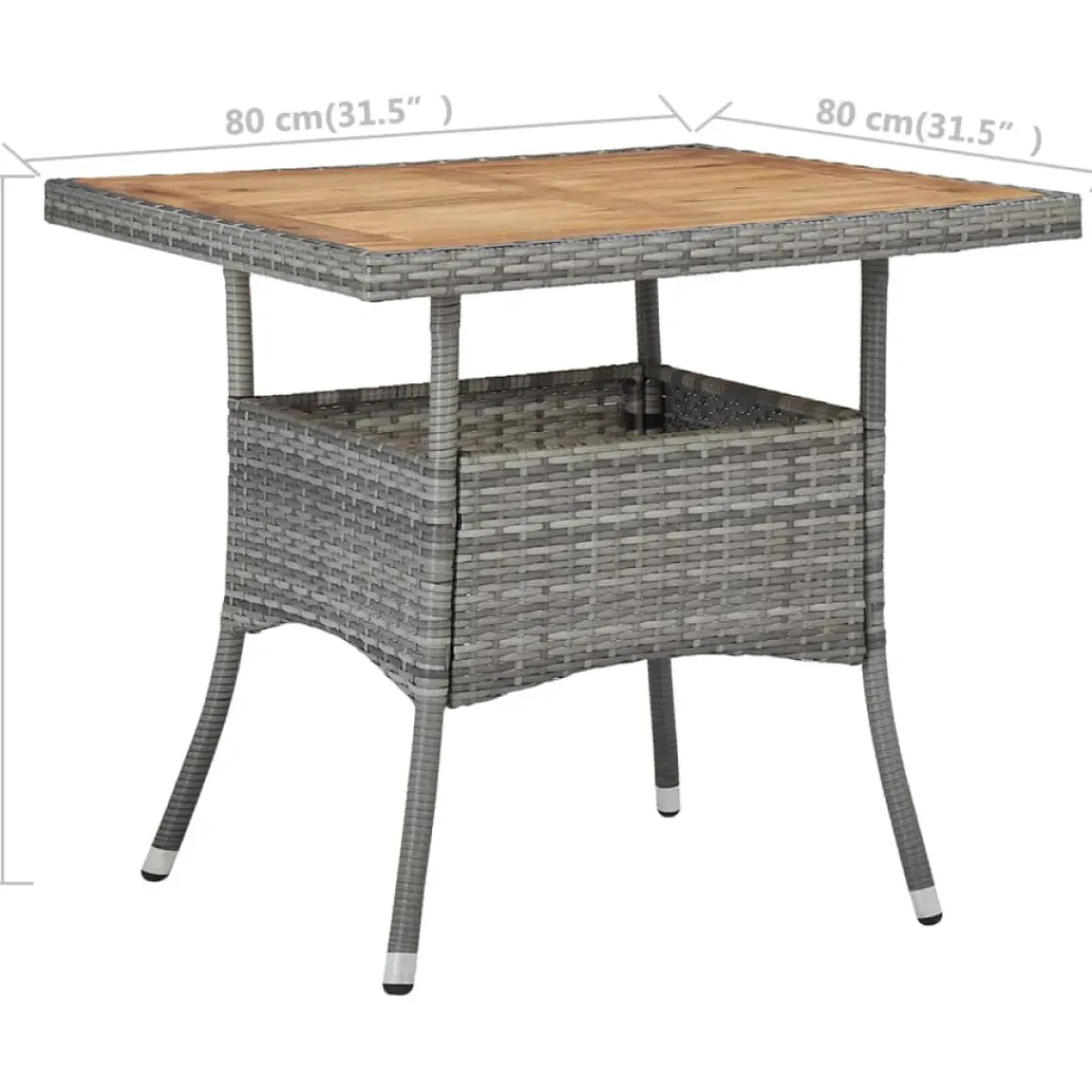 Vidaxl Tuintafel Poly Rattan En Massief Acaciahout Grijs