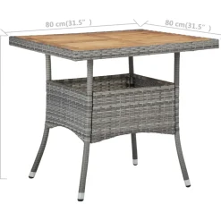 Vidaxl Tuintafel Poly Rattan En Massief Acaciahout Grijs