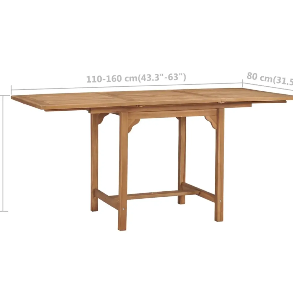 Vidaxl Tuintafel Verlengbaar (110-160)X80X75 Cm Massief Teakhout