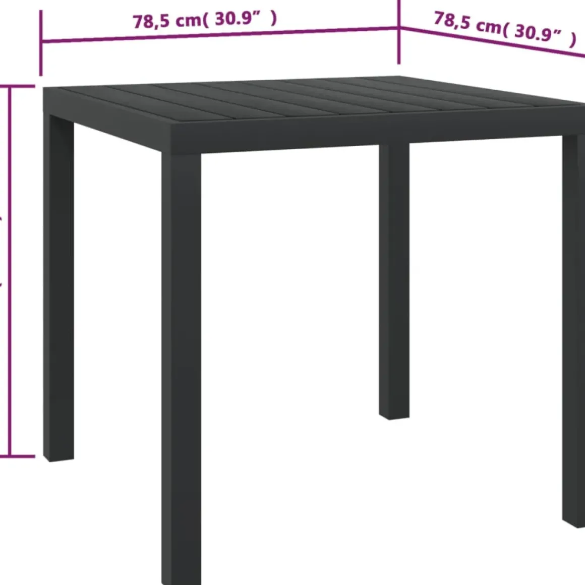 Vidaxl Tuintafel 80X80X74 Cm Aluminium En Hkc Zwart