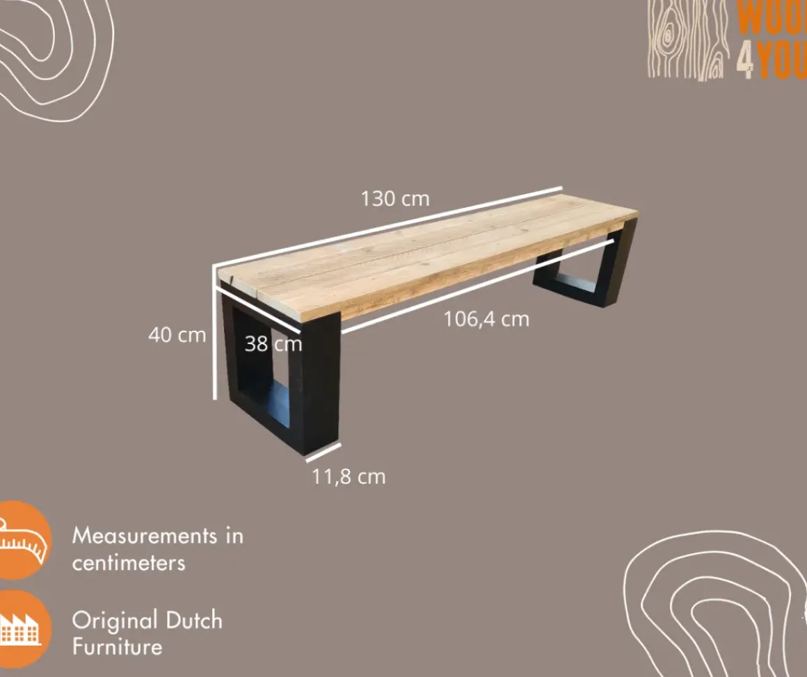 Wood4You - Bankje - New Orleans - Steigerhout 130Lx40Hx38D Cm