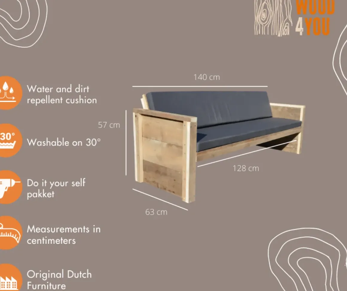 Wood4You - Tuinbank Lucas - 140Lx57Hx72D