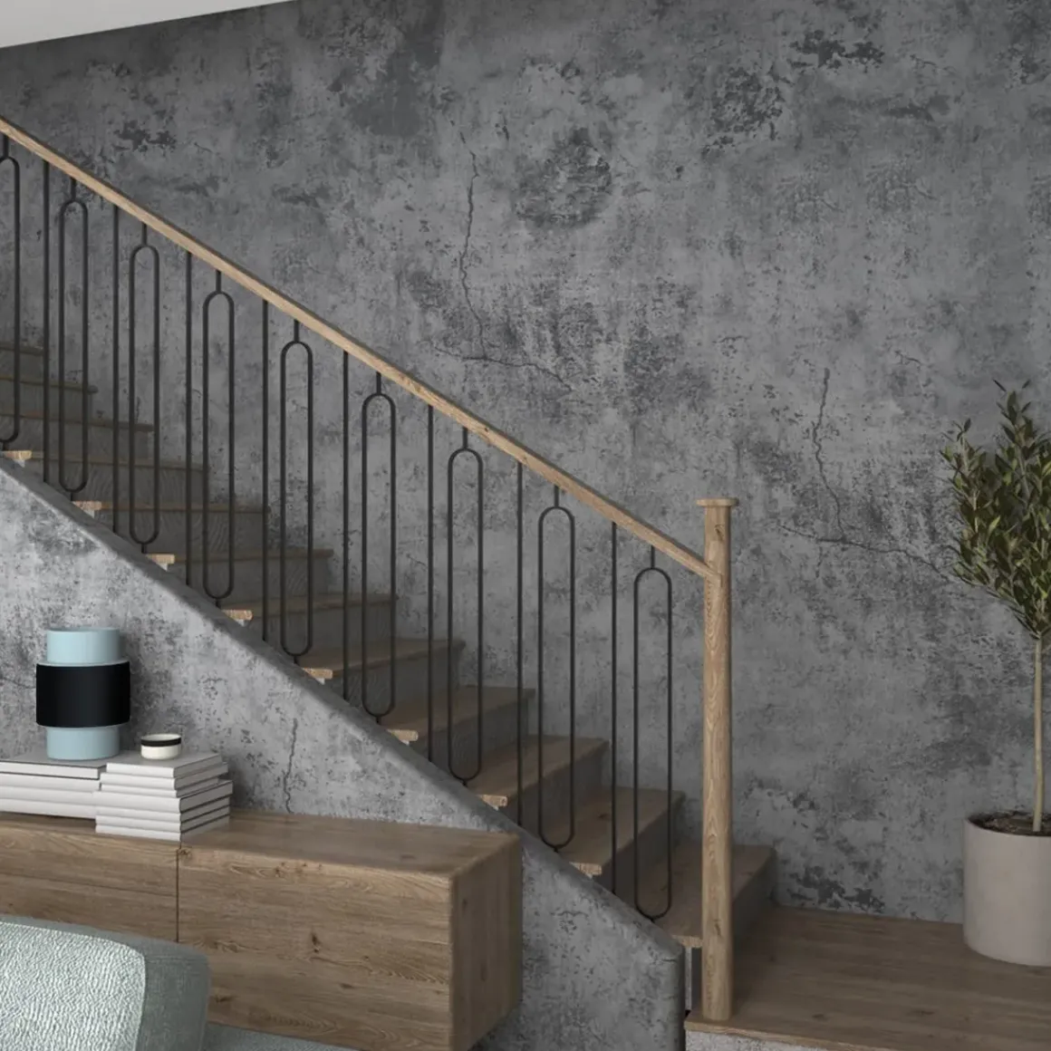 Zelfklevend Behang - Pvc - Betonlook - Cemento Grigio Scuro - 122Cmx10M