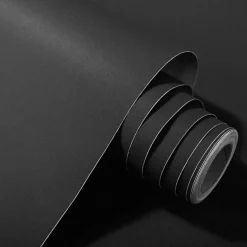 Zelfklevend Behang - Vinyl - Zwart - Zwart Effen - Nero Solido - 122Cmx10M