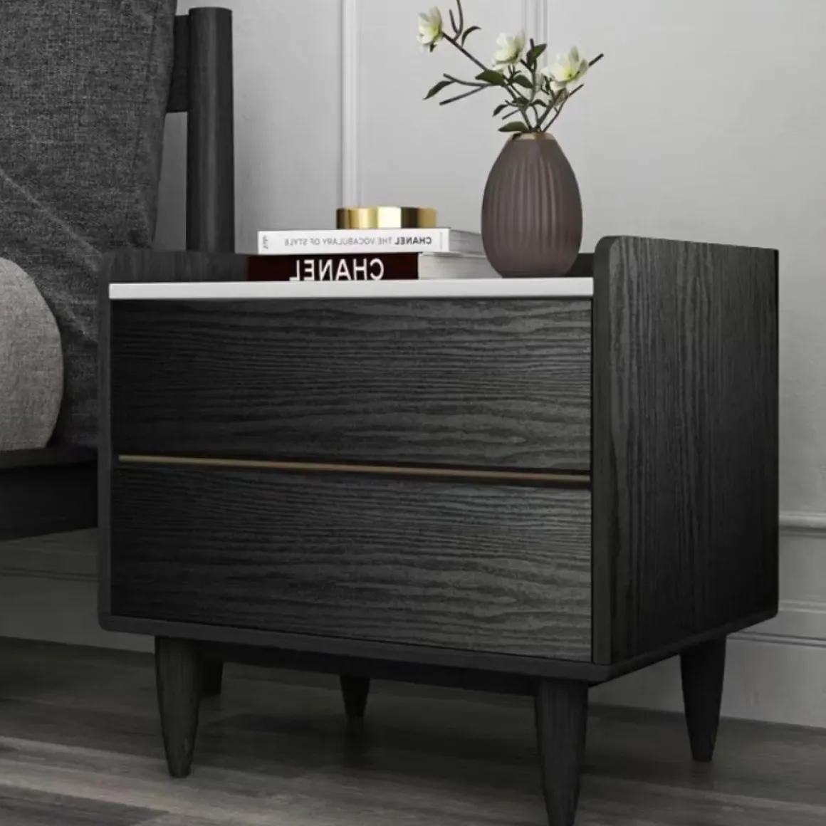 Zelfklevend Behang - Vinyl - Zwart - Zwart Houtlook - Houtlook - Legno Nero - 122Cmx10M